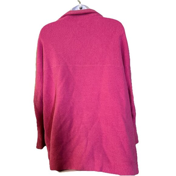Free People Pink Oversized Pullover Ribbed Mock Neck Bat Wing Sweater Top Size S - Picture 2 of 6